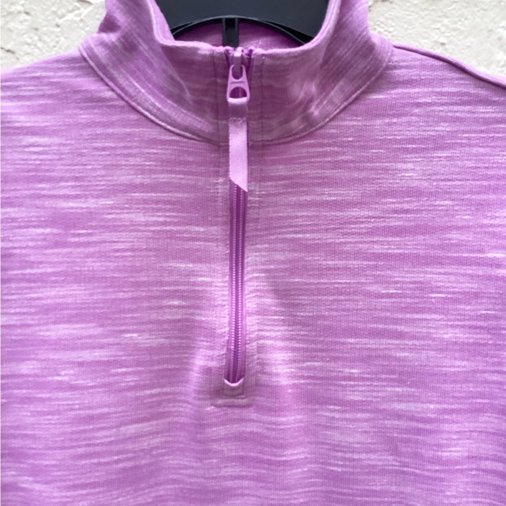 Croft & Barrow Top Zipper Turtleneck Pullover Purple Silver Stripes - Picture 7 of 16